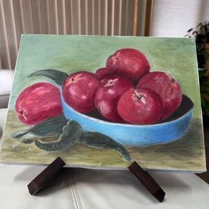 Original Oil Still life Red Apple Canvas Art